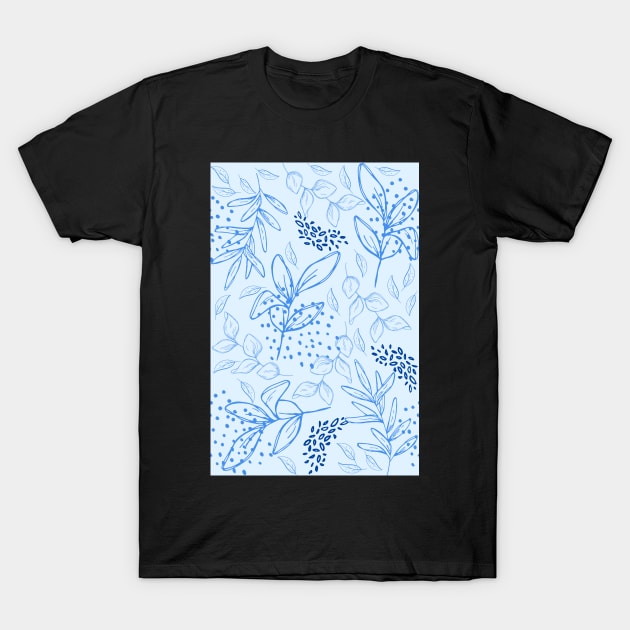 Light Blue leaves pattern T-Shirt by PedaDesign